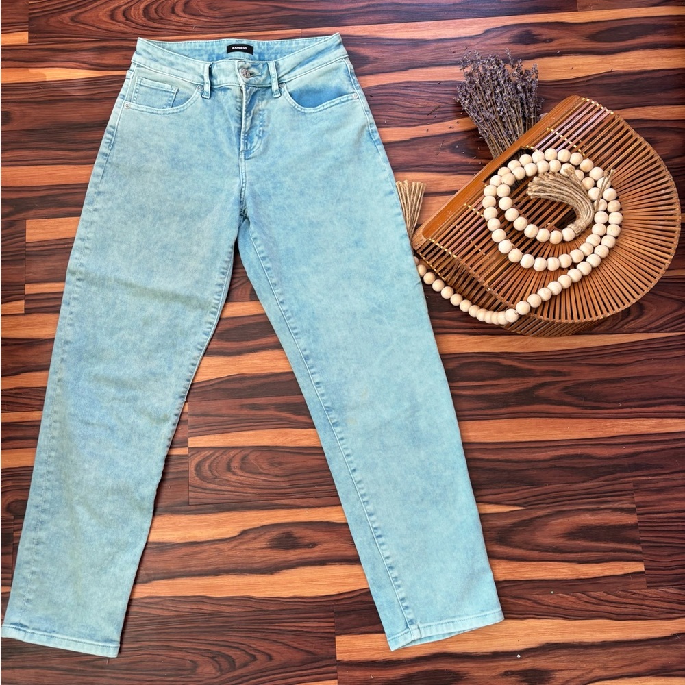 Express Light Blue Straight Leg Jeans